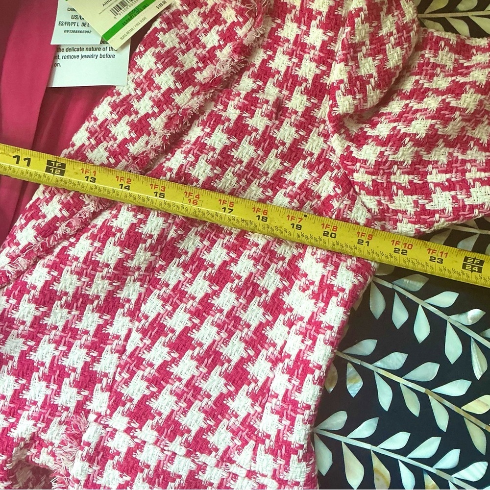 Anne Klein Pink Tweed Blazer โข Houndstooth โข Preppy, Coquette, Boss Babe, Office - Picture 7 of 8